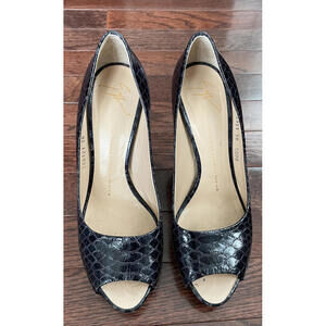 GIUSEPPE ZANOTTI Snake Embossed Open Toe Shoes Size 38